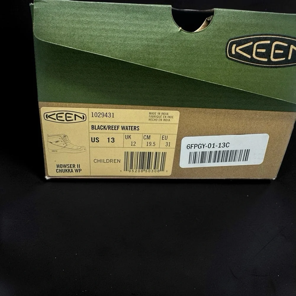 KEEN Kids Howser II Chukka WP Boots Size 13 Black Reef Waters Topo NWB